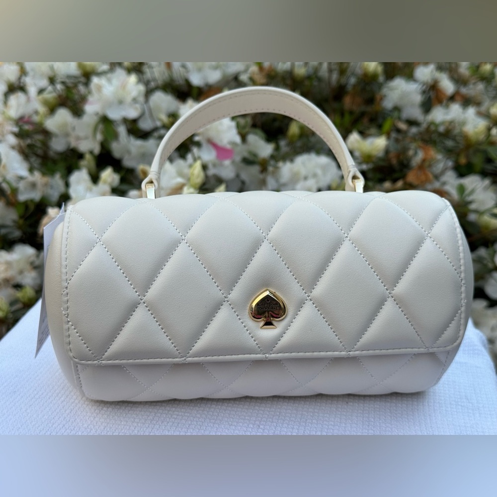 Kate Spade Quilted Leather Purse Maringue/Off White Heart to Heart Purse NWT